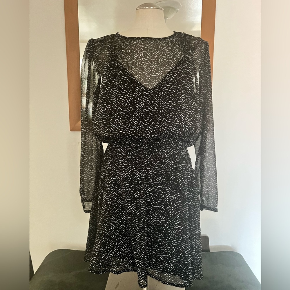 HIGHLINE COLLECTIVE - Size L  Tiny Polka  Dots Mini Dress